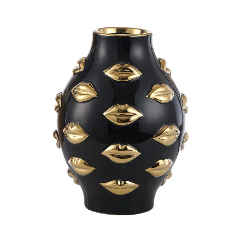Aerys Handmade Lips Design Ceramic Vase for Living Room Decor, Modern Home Accent Piece