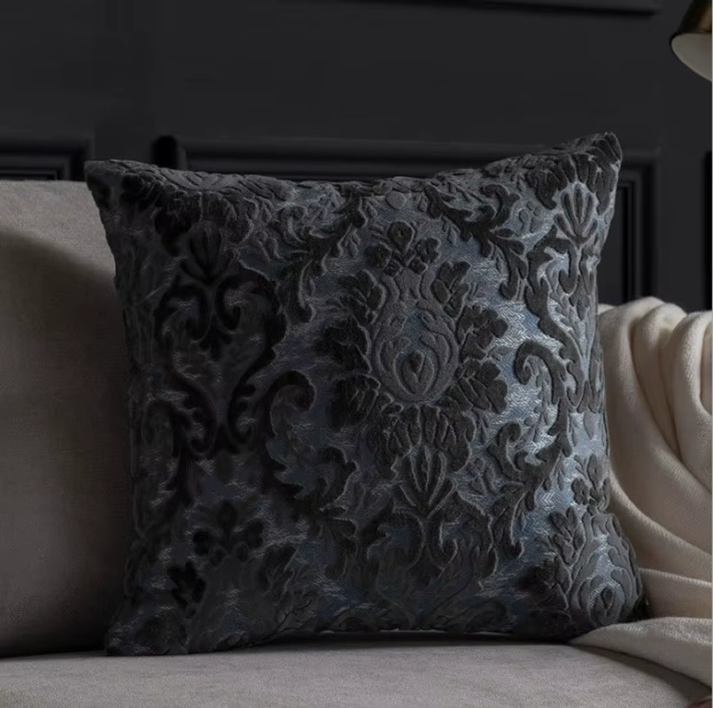 European Chenille Flocking Cushion Cover Grey Orange Vintage Home Decorative Pillow Cover 40X40Cm Living Room Sofa Pillow Case
