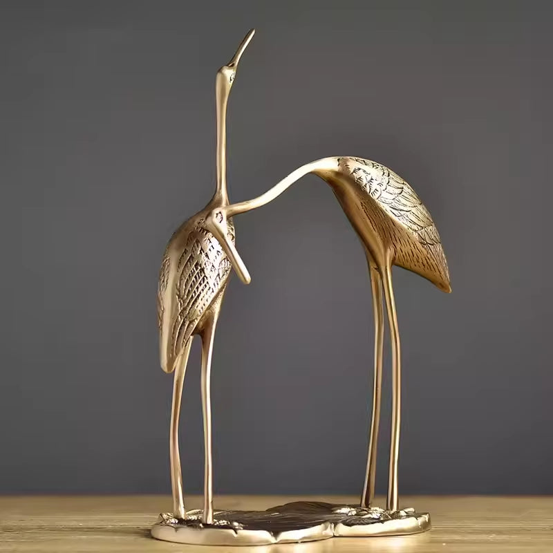 Pure Copper Red-Crown Crane Decorative Crafts Light Luxury Decoration Living Room Brass Ornaments Desktop Decoration Gifts