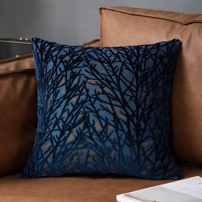 European Chenille Flocking Cushion Cover Grey Orange Vintage Home Decorative Pillow Cover 40X40Cm Living Room Sofa Pillow Case