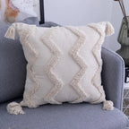 Brown Beige Embroidery Cushion Cover Tassels Home Decor Pillow Cover 45X45Cm/30X50Cm Geometric Sofa Pillowcase Pillow Sham