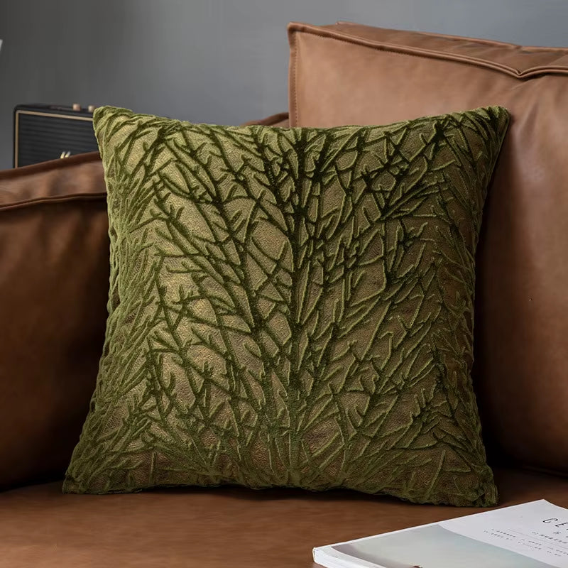 European Chenille Flocking Cushion Cover Grey Orange Vintage Home Decorative Pillow Cover 40X40Cm Living Room Sofa Pillow Case