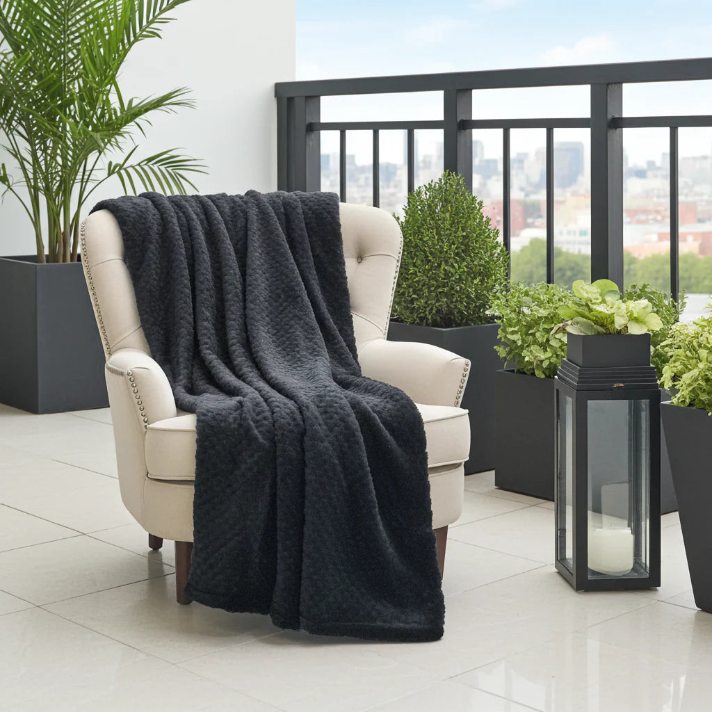 Black Mink Faux Fur Luxury Throw
