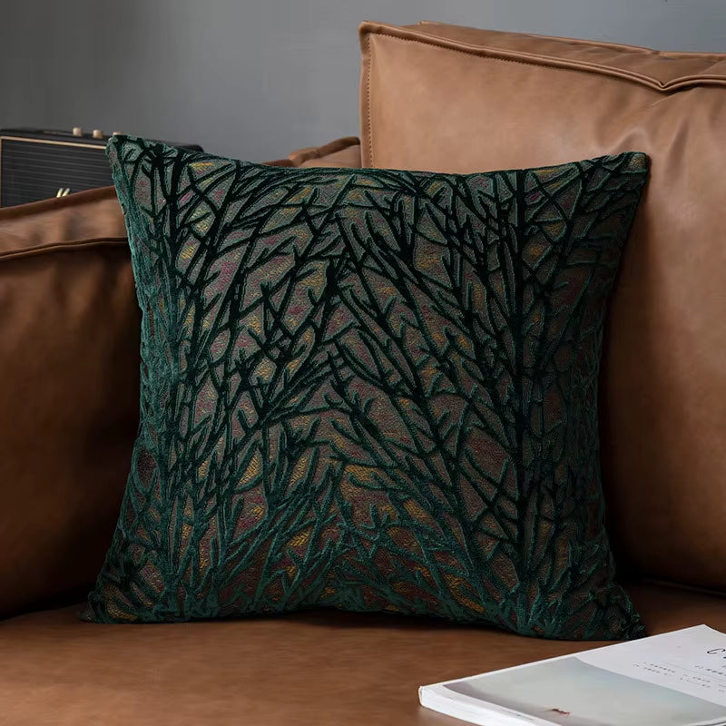 European Chenille Flocking Cushion Cover Grey Orange Vintage Home Decorative Pillow Cover 40X40Cm Living Room Sofa Pillow Case