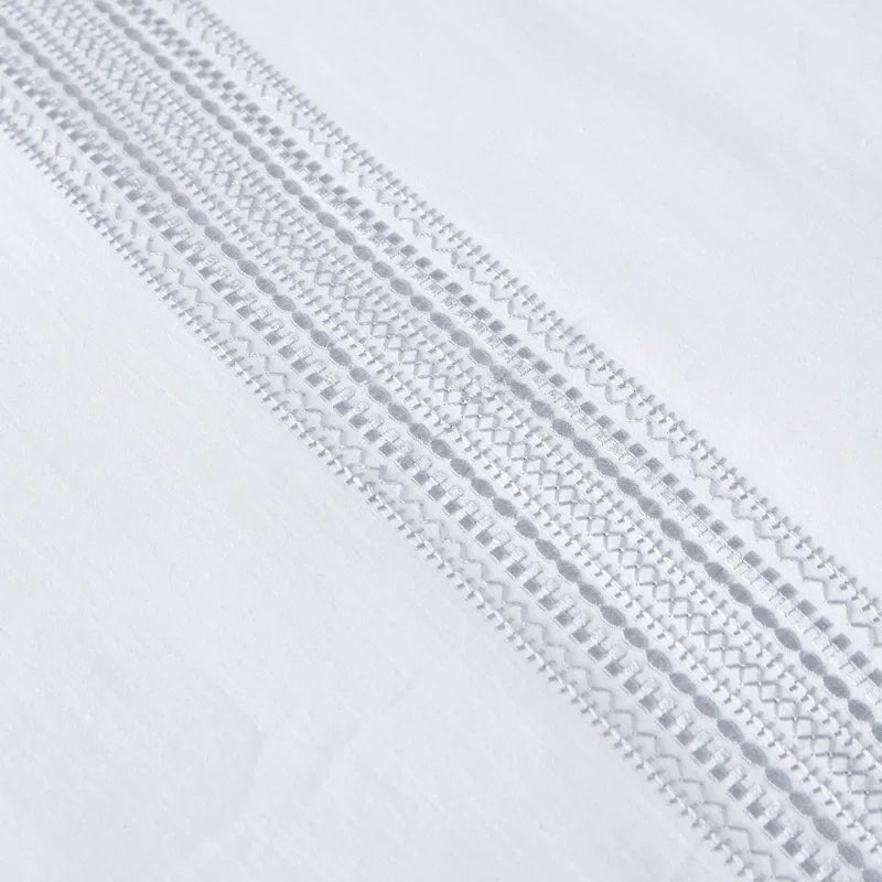 Embroidered Band Cotton No Pattern Duvet Cover Set with Pillowcases