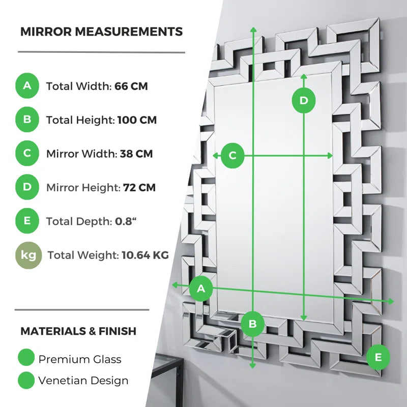 Delk Accent Silver Patterned Rectangular Wall Mirror