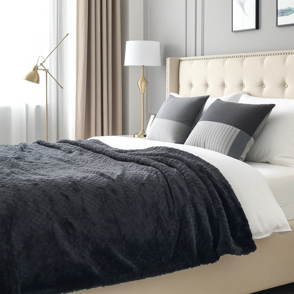 Black Mink Faux Fur Luxury Throw