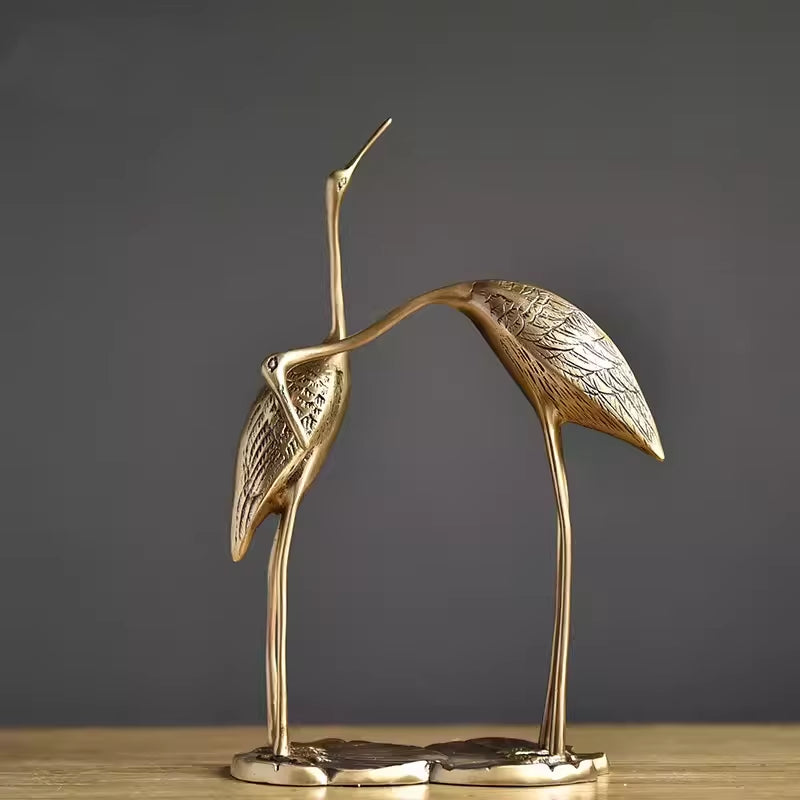 Pure Copper Red-Crown Crane Decorative Crafts Light Luxury Decoration Living Room Brass Ornaments Desktop Decoration Gifts