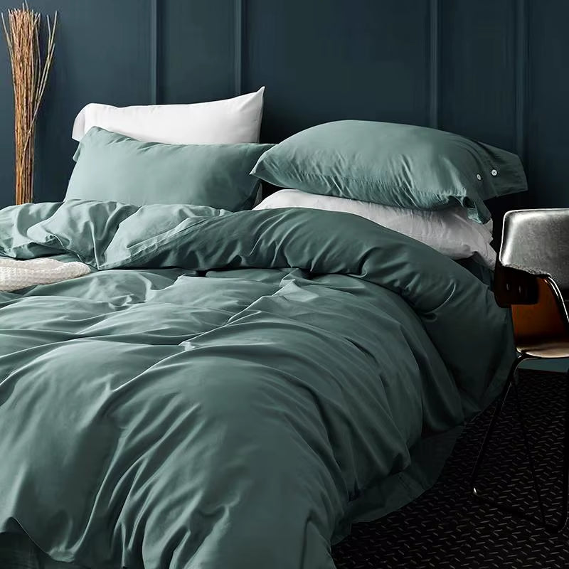 Hotel Luxury 4Pc Duvet Cover Flat/Fitted Sheet Set 500 Thread Count Egyptian Cotton Quality Ultra Silky Soft Premium Bedding Set