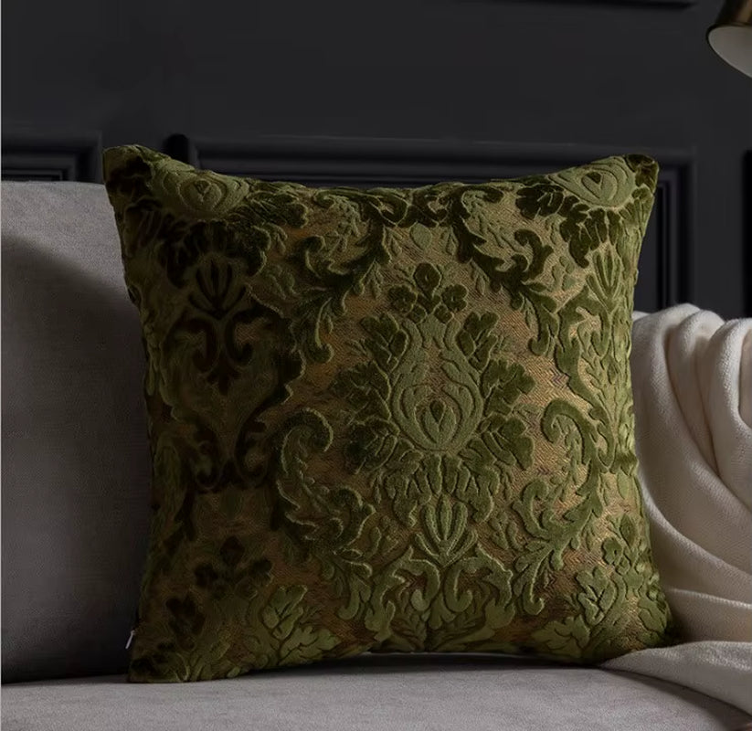 European Chenille Flocking Cushion Cover Grey Orange Vintage Home Decorative Pillow Cover 40X40Cm Living Room Sofa Pillow Case