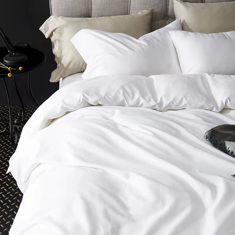 Hotel Luxury 4Pc Duvet Cover Flat/Fitted Sheet Set 500 Thread Count Egyptian Cotton Quality Ultra Silky Soft Premium Bedding Set