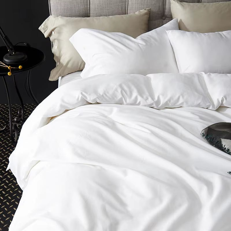 Hotel Luxury 4Pc Duvet Cover Flat/Fitted Sheet Set 500 Thread Count Egyptian Cotton Quality Ultra Silky Soft Premium Bedding Set