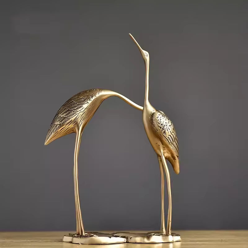 Pure Copper Red-Crown Crane Decorative Crafts Light Luxury Decoration Living Room Brass Ornaments Desktop Decoration Gifts