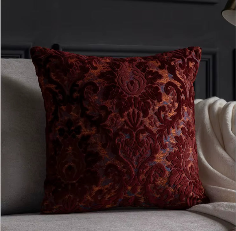 European Chenille Flocking Cushion Cover Grey Orange Vintage Home Decorative Pillow Cover 40X40Cm Living Room Sofa Pillow Case