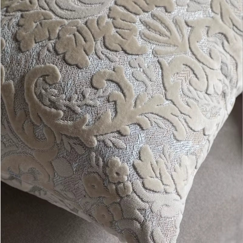 European Chenille Flocking Cushion Cover Grey Orange Vintage Home Decorative Pillow Cover 40X40Cm Living Room Sofa Pillow Case