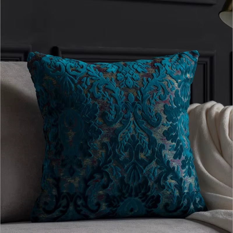 European Chenille Flocking Cushion Cover Grey Orange Vintage Home Decorative Pillow Cover 40X40Cm Living Room Sofa Pillow Case