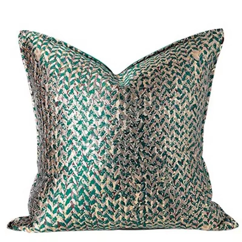 French House Leaf Jacquard Cushion Cover Decorative Pillow Case Modern Luxury Champagne Coussin Sofa Chair Bedding Deco