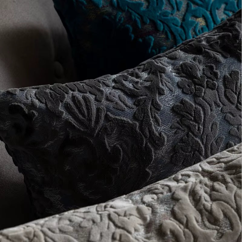 European Chenille Flocking Cushion Cover Grey Orange Vintage Home Decorative Pillow Cover 40X40Cm Living Room Sofa Pillow Case