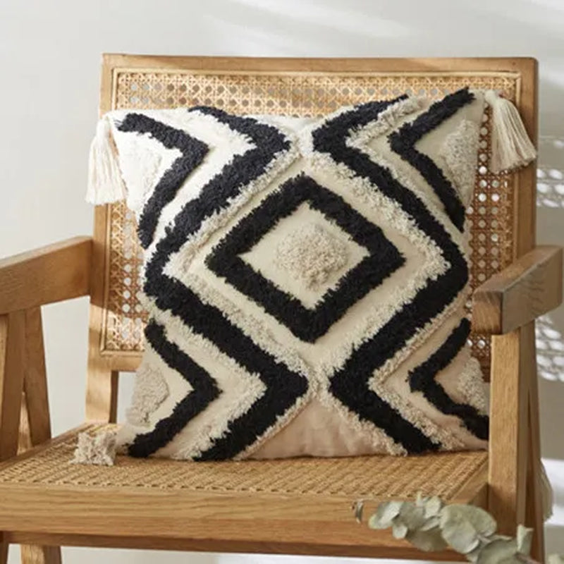 Brown Beige Embroidery Cushion Cover Tassels Home Decor Pillow Cover 45X45Cm/30X50Cm Geometric Sofa Pillowcase Pillow Sham