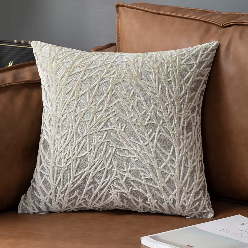 European Chenille Flocking Cushion Cover Grey Orange Vintage Home Decorative Pillow Cover 40X40Cm Living Room Sofa Pillow Case