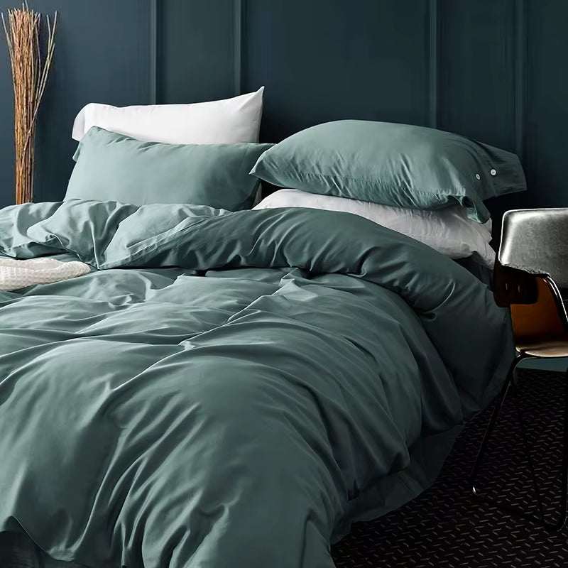 Hotel Luxury 4Pc Duvet Cover Flat/Fitted Sheet Set 500 Thread Count Egyptian Cotton Quality Ultra Silky Soft Premium Bedding Set