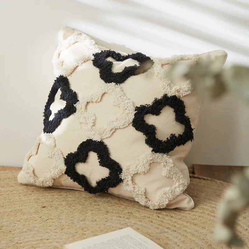 Brown Beige Embroidery Cushion Cover Tassels Home Decor Pillow Cover 45X45Cm/30X50Cm Geometric Sofa Pillowcase Pillow Sham