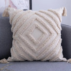 Brown Beige Embroidery Cushion Cover Tassels Home Decor Pillow Cover 45X45Cm/30X50Cm Geometric Sofa Pillowcase Pillow Sham