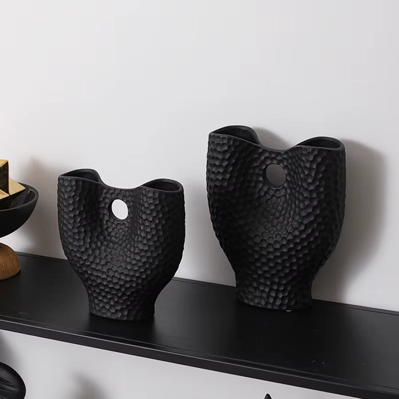 Nordic Golden Ceramic Vase Modern Home Decoration Ornaments Countertop Vase Creative Living Room Flower Arrangement Vase