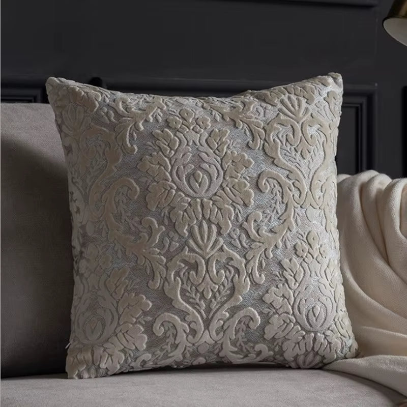 European Chenille Flocking Cushion Cover Grey Orange Vintage Home Decorative Pillow Cover 40X40Cm Living Room Sofa Pillow Case