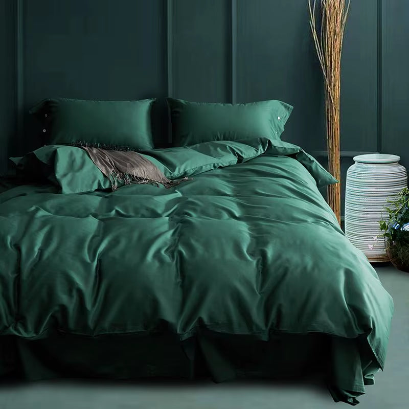 Hotel Luxury 4Pc Duvet Cover Flat/Fitted Sheet Set 500 Thread Count Egyptian Cotton Quality Ultra Silky Soft Premium Bedding Set