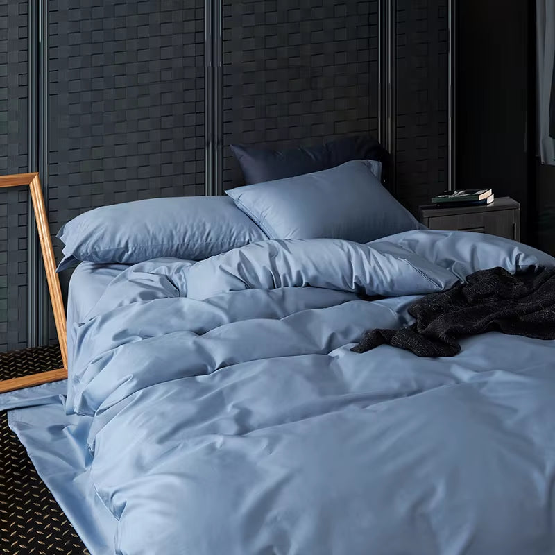 Hotel Luxury 4Pc Duvet Cover Flat/Fitted Sheet Set 500 Thread Count Egyptian Cotton Quality Ultra Silky Soft Premium Bedding Set