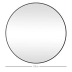 round Bathroom Mirror, Modern Wall Mirror with Steel Frame, Black