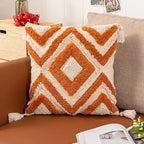 Brown Beige Embroidery Cushion Cover Tassels Home Decor Pillow Cover 45X45Cm/30X50Cm Geometric Sofa Pillowcase Pillow Sham