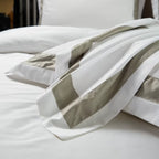 100%Cotton Luxury 600 TC White Premium Hotel Bedding Set Classic and Frame Patchwork Duvet Cover Set Bed Sheet Pillowcases