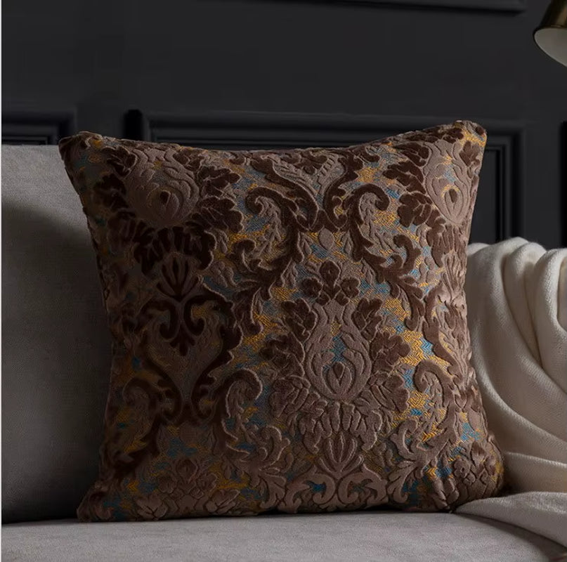 European Chenille Flocking Cushion Cover Grey Orange Vintage Home Decorative Pillow Cover 40X40Cm Living Room Sofa Pillow Case