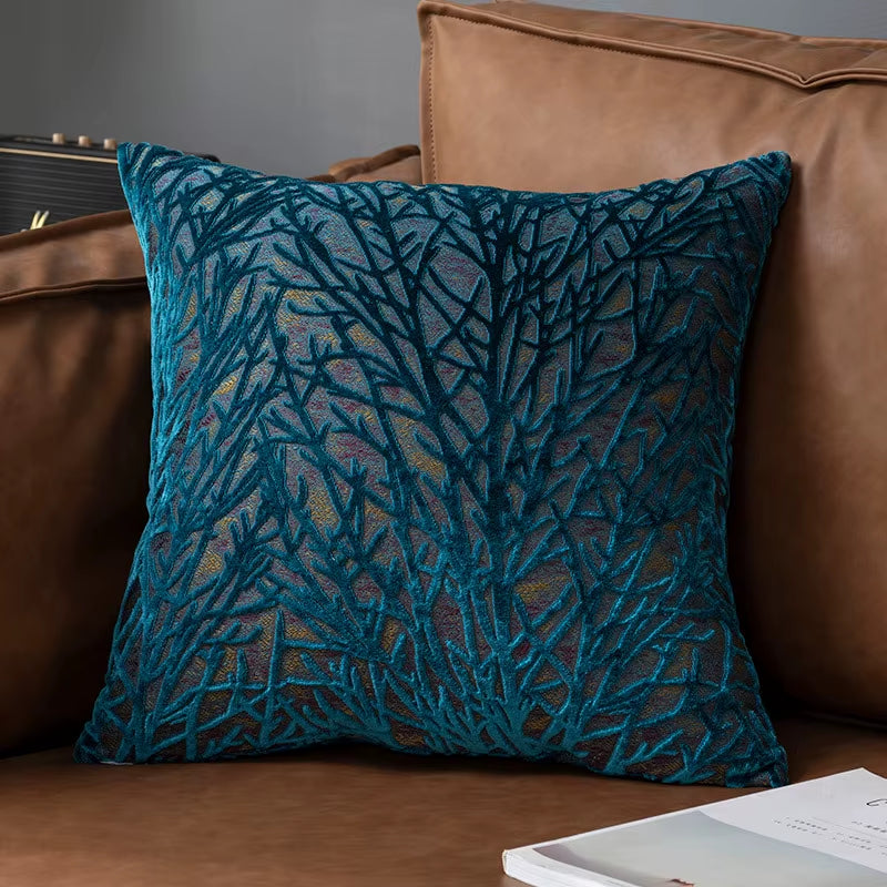 European Chenille Flocking Cushion Cover Grey Orange Vintage Home Decorative Pillow Cover 40X40Cm Living Room Sofa Pillow Case