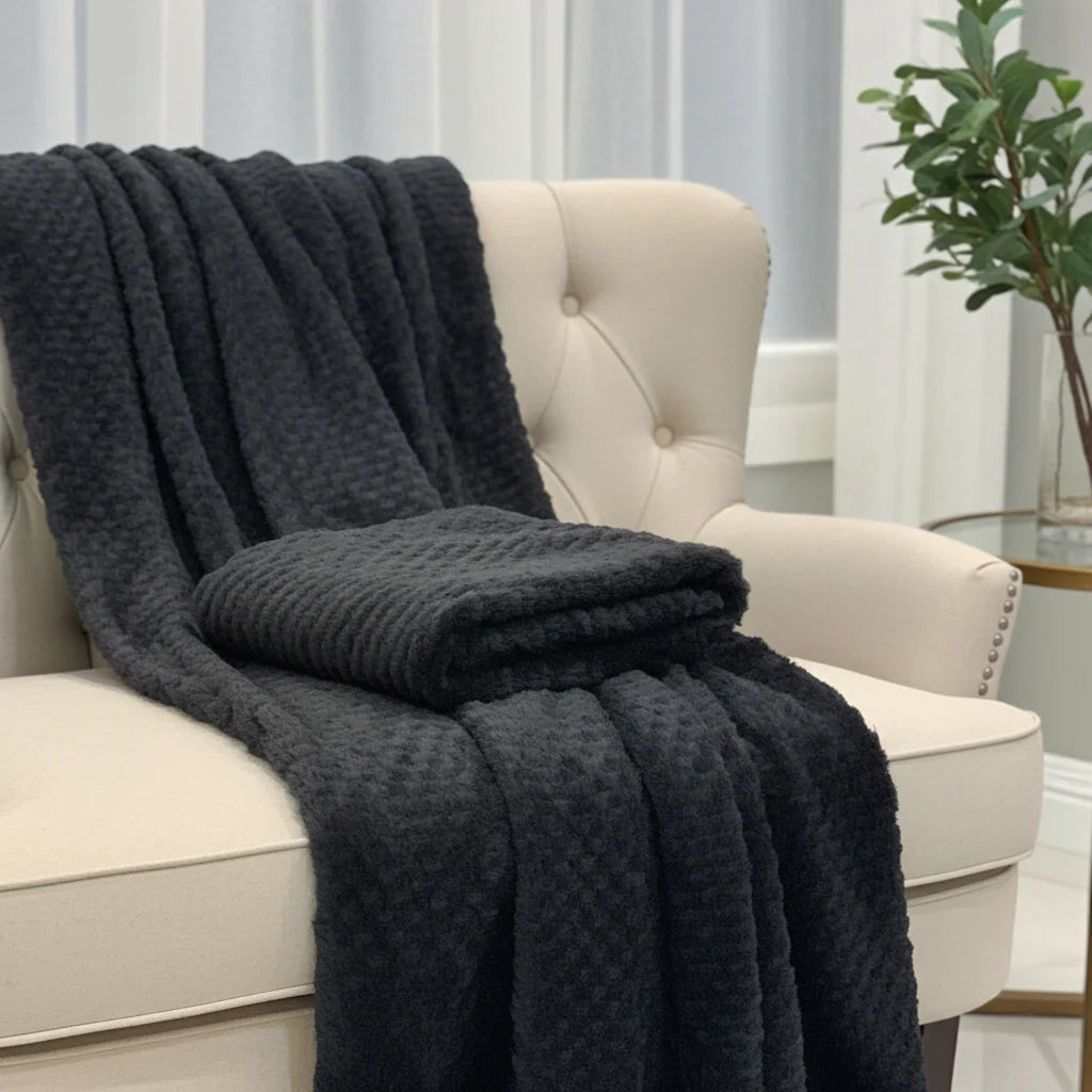 Black Mink Faux Fur Luxury Throw