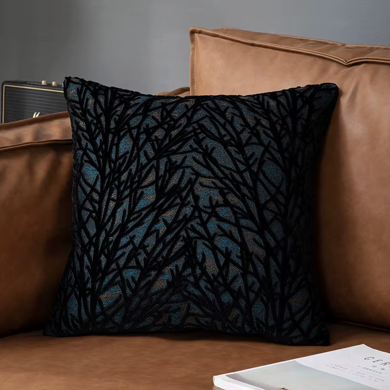 European Chenille Flocking Cushion Cover Grey Orange Vintage Home Decorative Pillow Cover 40X40Cm Living Room Sofa Pillow Case
