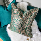 French House Leaf Jacquard Cushion Cover Decorative Pillow Case Modern Luxury Champagne Coussin Sofa Chair Bedding Deco